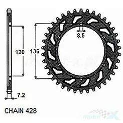 Takaratas SUNSTAR TERÄS SUNR1-2502 57 hammasta